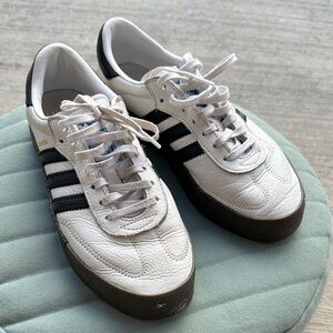 Adidas Samba Women’s White and navy striped - platform